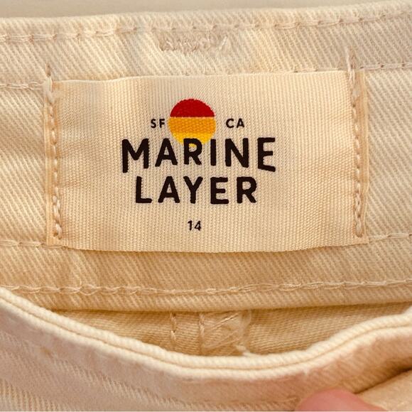 Marine Layer Bridget Raw Edge Cream Full Length Pants Size 14 - Picture 6 of 10